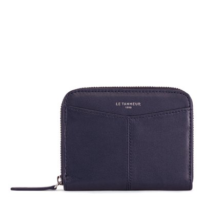 Porte monnaie zippé avec porte cartes amovible en cuir lisse CHARLOTTE LE TANNEUR