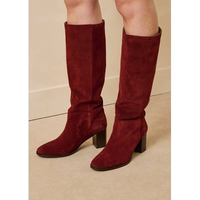 Bottes en cuir suédé à talons LA FEE MARABOUTEE