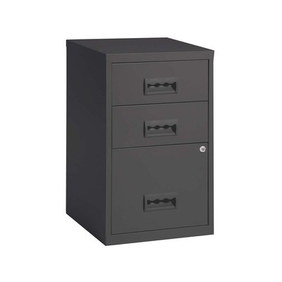 Colonne de rangement basse en acier 3 tiroirs Anthracite PIERRE HENRY