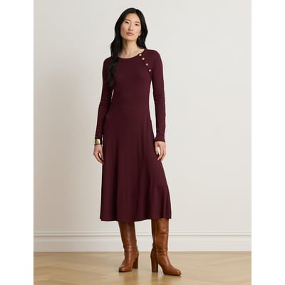 Midi-Pulloverkleid mit Rundhalsausschnitt und langen Ärmeln LAUREN RALPH LAUREN
