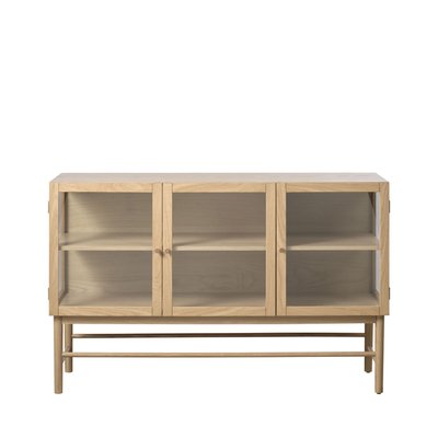 Buffet 3 portes en verre trempé et bois L132cm - CAHIR DRAWER