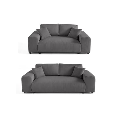 Garance - Ensemble de canapés droits 2+3 places velours côtelé BEST MOBILIER