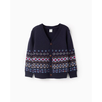 Gilet Cardigan knit tricoté, avec jacquard NOËL ZIPPY