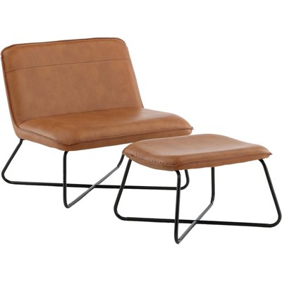 Fauteuil et repose pieds en acier et polyuréthane marron X VENTURE HOME