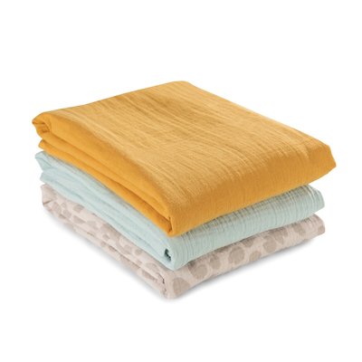 Cuddle N Clean Set of 3 Muslin Cloths in Honey/Mint/Leo Natural HAUCK