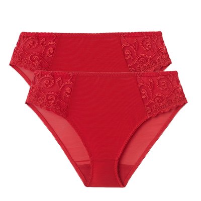Lot de 2 Slips en tulle uni et tulle brodé Lyssa LA REDOUTE COLLECTIONS
