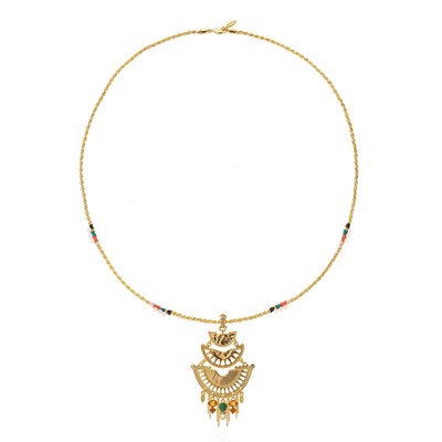 Collier chaîne avec cabochon central et perles LUPITA HIPANEMA