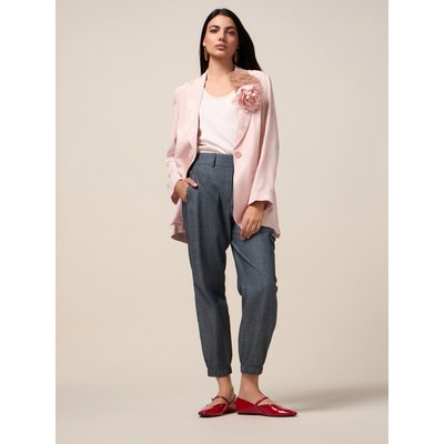 Pantalon de jogging réalisé en tissu mélangé lin à effet denim OLTRE
