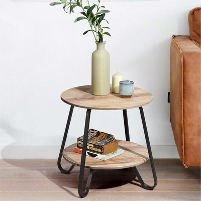 Bout de canapé table basse ronde imitation bois,KONYA MEUBLES COSY