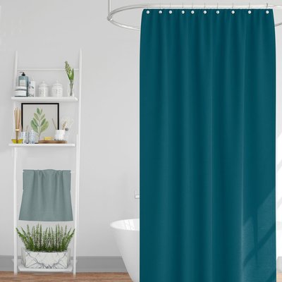 Rideau de douche classique tissu jacquard uni bleu WADIGA