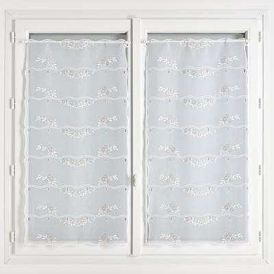 Modulable brodé avec motifs fleurs et feuilles - QABANE HOME MAISON