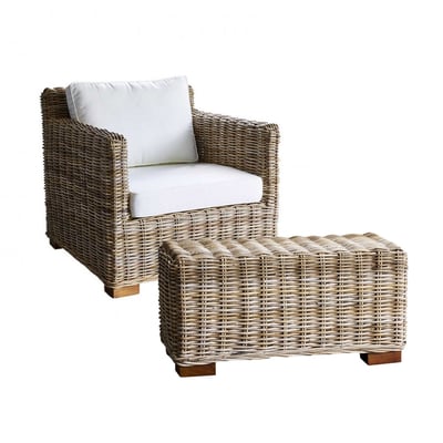 Fauteuil de jardin en kubu avec pouf  MUSA BERAH GETAH