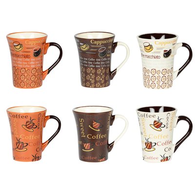 Tasse   15 cl décors assortis (lot de 6)-COLLECTOR TABLE PASSION
