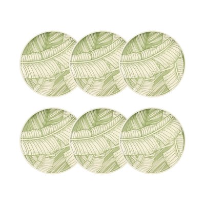 Lot de 6 assiettes plates en grès 26cm, LEAVES NOVASTYL