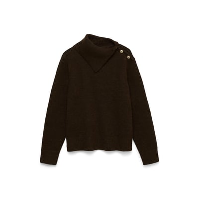 Pull manches longues à col à rabat boutonné épaule VERO MODA