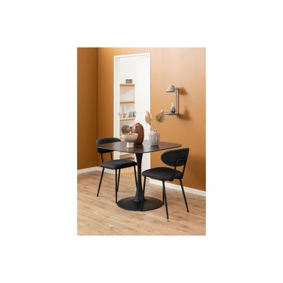 Table à manger carrée en céramique et pied tulipe en métal L90 - MARSA HELLIN, DEPUIS 1862