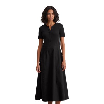 Robe en jersey côtelé fitted avec jupe en popeline de coton MARC O'POLO