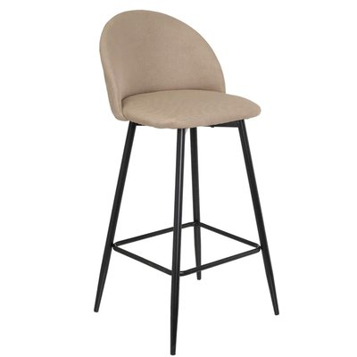 Tabouret de bar métal noir et assise tissu beige 40x50x99cm WADIGA