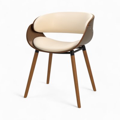 Chaise en cuir synthétique plaqué noyer (à l'unité) - POLO RENDEZ-VOUS DÉCO