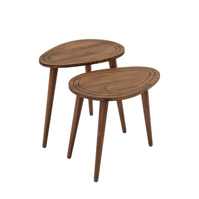 Lot de 2 Tables d'appoint Théodore en bois massif TOILINUX