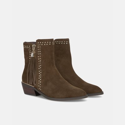 Bottines en cuir avec zip latéral et clous ALMA EN PENA