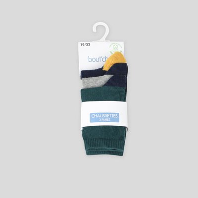 Lot de 3 paires de chaussettes imprimées en coton BIO BOUT'CHOU