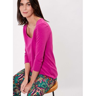 T-shirt uni coton flammé bio uni manches 3/4 BIANCA LA FIANCÉE