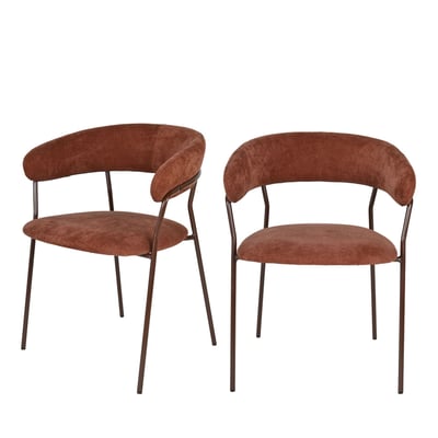 Lot de 2 fauteuils de table en tissu pieds métal- CELESTY DRAWER