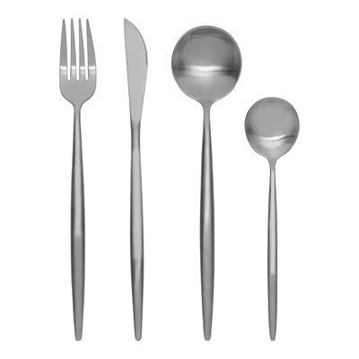 16-Piece Matte Silver Stainless Steel Cutlery Set SO'HOME