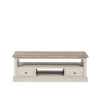 Table basse rectangulaire 4 tiroirs 2 niches crème - VILLAS HELLIN, DEPUIS 1862