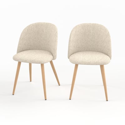 Lot de 2 chaises en tissu, pieds en métal effet bois - COZY MAISON PAVANE