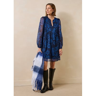 Robe courte à imprimé fleuri manches longues LA FEE MARABOUTEE