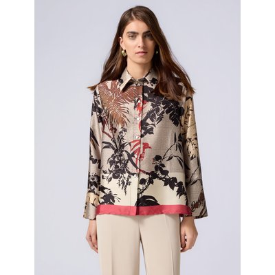 Chemise en satin à motif feuillage OLTRE