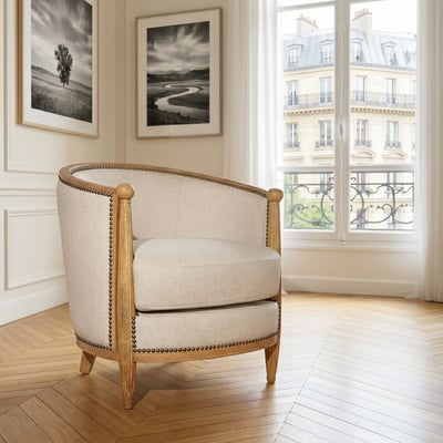 Fauteuil en chêne massif et lin coton CAROLE ROBIN DES BOIS
