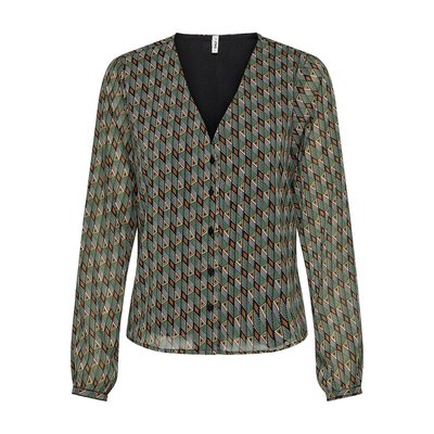 Bedrukte blouse met V-hals ONLY
