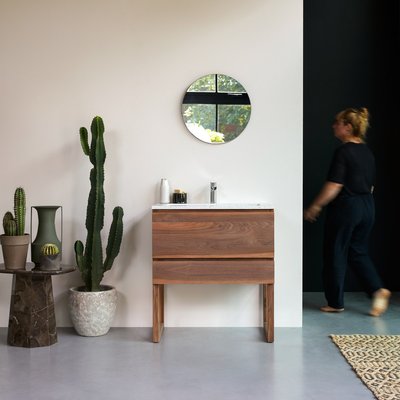 Meuble salle de bain en noyer massif et terrazzo premium Moon 80 cm EDGAR TIKAMOON