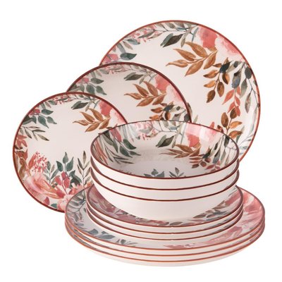 Service d'assiettes 12 pièces  -PINK FLOR TABLE PASSION
