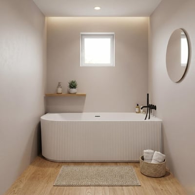 Baignoire STRIA 150cm Semi-Îlot Droit - Striée Acrylique Lucite® MOB IN