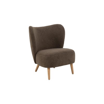 Fauteuil en tissu bouclette marron et pieds en bois - EROS HELLIN, DEPUIS 1862