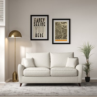 Amelia Woven 2 Seater Sofa with Dark Wood Legs SO'HOME