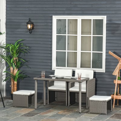 Ensemble salon de jardin encastrable 4 places 5 pièces OUTSUNNY