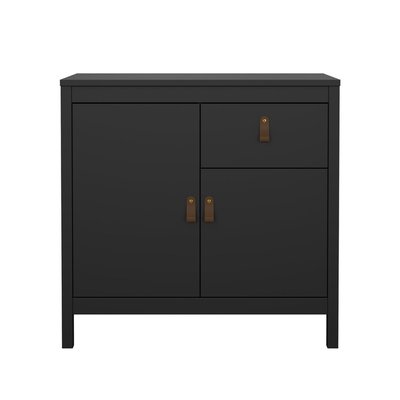 Petit buffet 2 portes, 1 tiroir noir mat L82,3 cm - BARCELONE CALICOSY