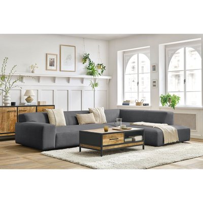 Canapé d'angle fixe 4 places en velours, LAVENA BOBOCHIC