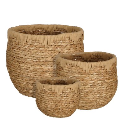 Ensemble de 3 paniers à plantes en jonc de mer tressé Ø26 cm JORCK MICA DECORATIONS