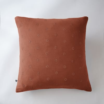 Taie d'oreiller Gaze Coton 60 x 60 cm Gaia Bohos Safran EDEN