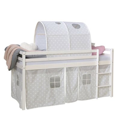 Lit mi-haut étoiles 90x200 avec tunnel et matelas HOMESTYLE4U