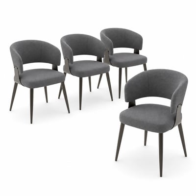 Lot de 4 chaises de salle à manger style industriel en tissu, CASEMI MEUBLES COSY