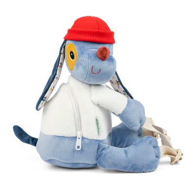 Jules le chien - sac à dos doux en forme de chien - bleu - 30cm LILLIPUTIENS