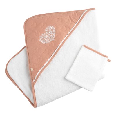 Cape de bain et gant en coton matelassé et éponge SAUTHON