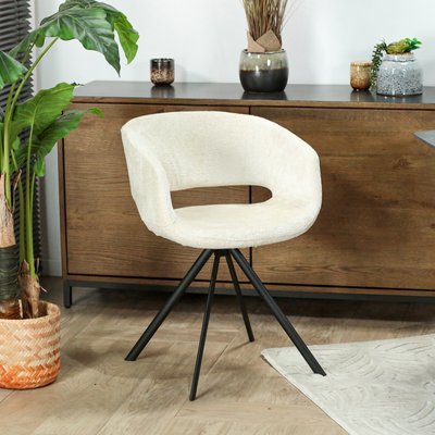 Fauteuil de table contemporain velours ecru (lot de 2) FLORENCE PIER IMPORT